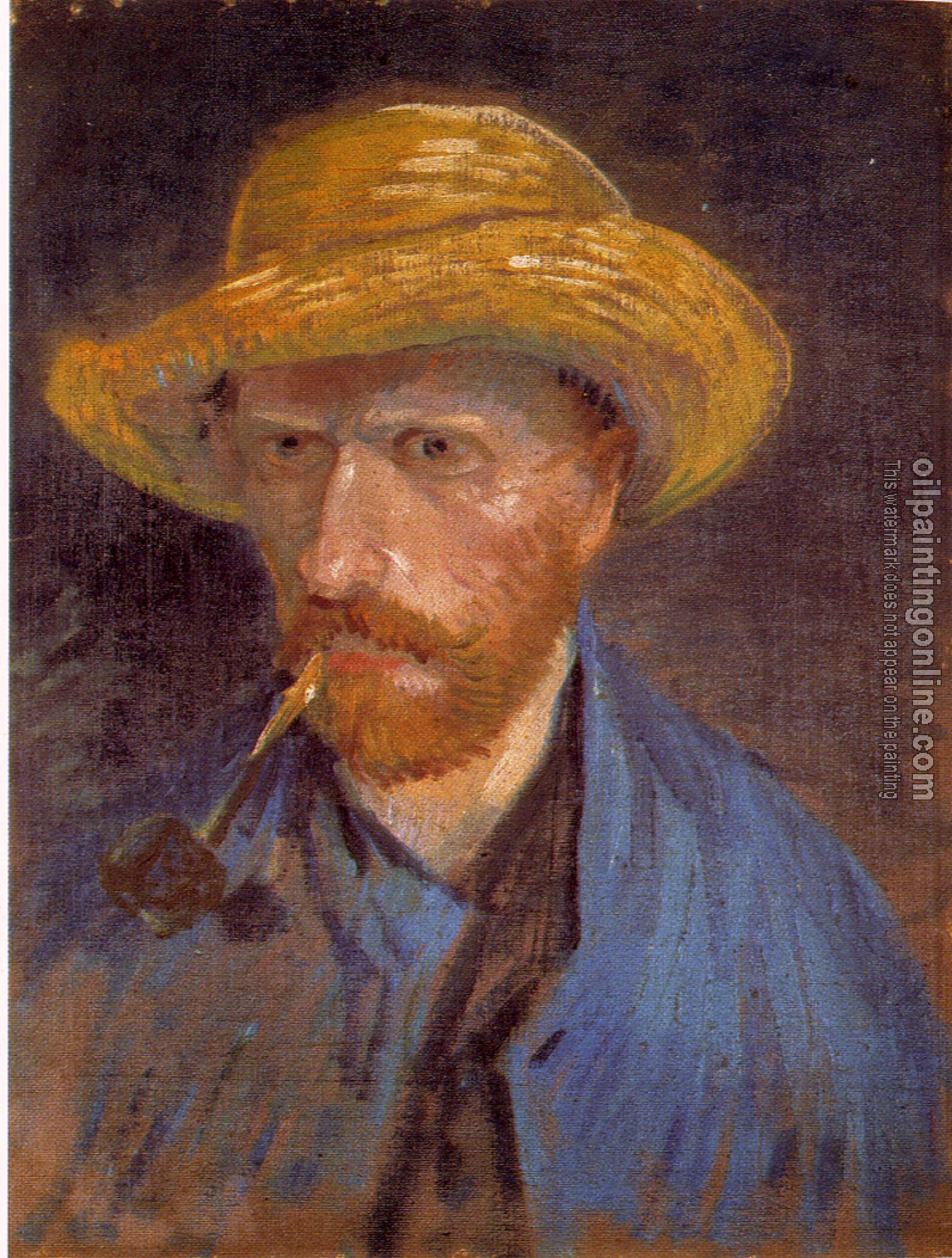 Gogh, Vincent van - Self-Portrait with Straw Hat and Pipe
